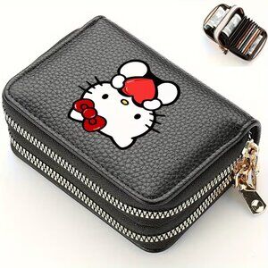 Hello Kitty Retro Black  Zipper Wallet Double Layer Card Slots